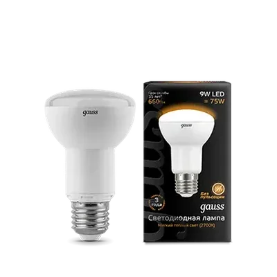 Лампа Gauss R63 9W 660lm 3000K E27 LED 1/10/51