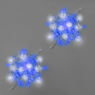 Светодиодная гирлянда INOXHUB Нить 10м, 100 LED, соединяемая, с мерцанием, 220В, IP65, белый резиновый провод 3.3мм, СИНЯЯ