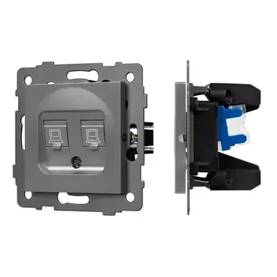Механизм компьютерной розетки двойной SCT-MPC2-PL-GR-V (RJ-45, CAT6) (Arlight, -)