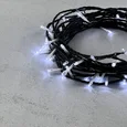 Гирлянда Нить с Контроллером 10м Белая 220В, 100 LED, Провод Черный ПВХ, IP20
