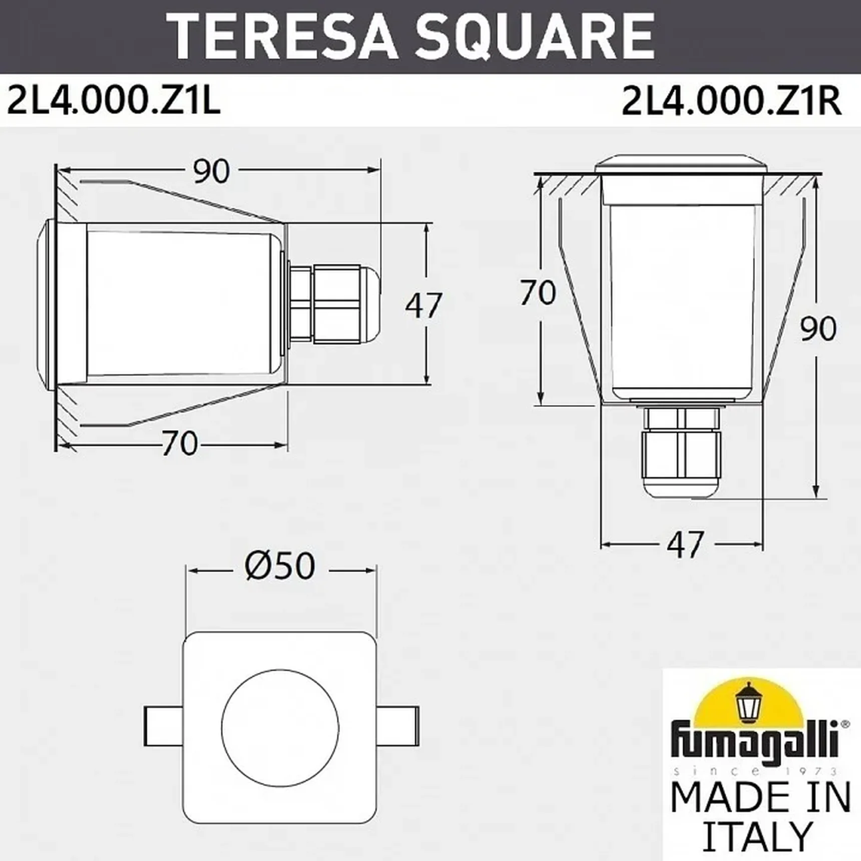Уличный встраиваемы светильник FUMAGALLI TERESA SQUARE 2L4.000.000.AXZ1L Черный