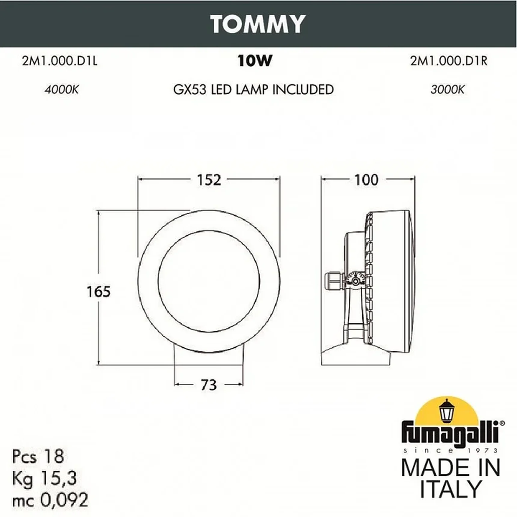 Фасадный светильник FUMAGALLI TOMMY 2M1.000.000.AXD1L