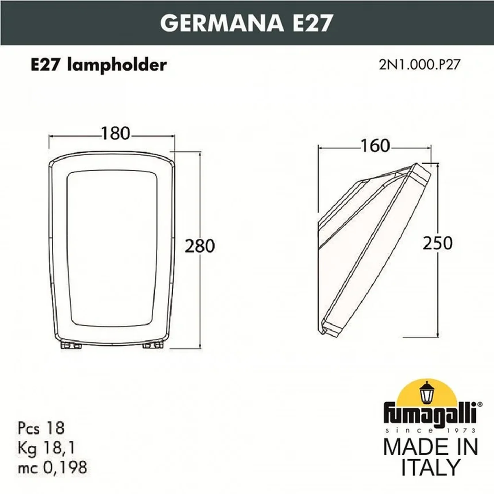 Уличное бра FUMAGALLI GERMANA 2N1.000.000.LYF1R Серый