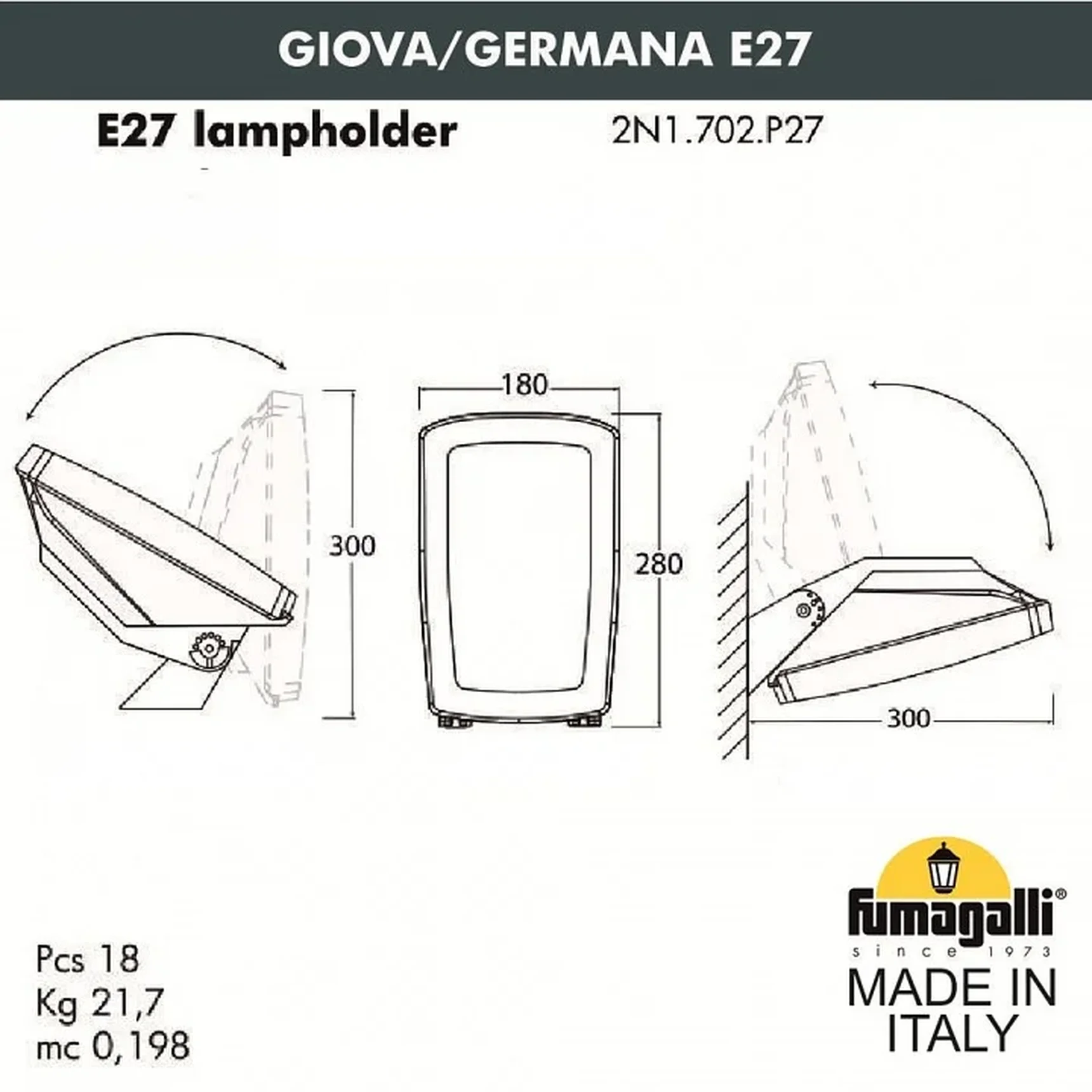 Уличное бра FUMAGALLI GIOVA/GERMANA 2N1.702.000.WYF1R Белый