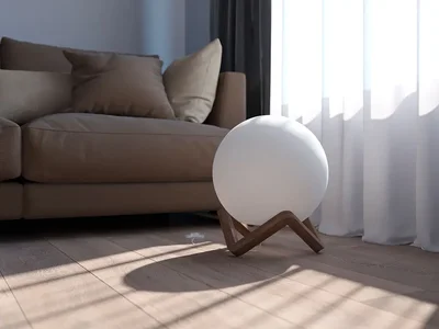 Светильник Шар 35 см на деревянной подставке Zig Zag Wood_Z 50 (E27) IP40 3000K