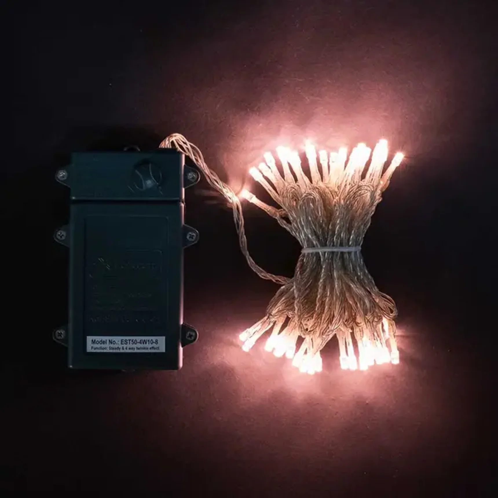 Гирлянда Нить на Батарейках с Таймером 5м Хани-Голд, 50 LED, Провод Прозрачный Силикон, IP65