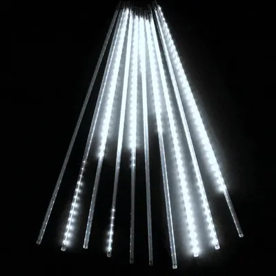 Гирлянда Тающие Сосульки 10шт по 80см, 12В, 720 Белых Светодиодов, Провод Черный ПВХ, IP55