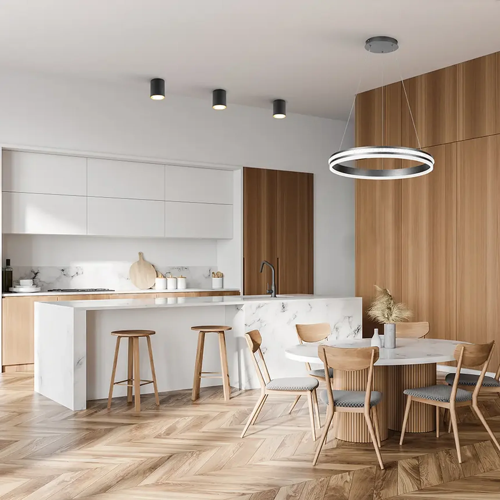 Светильник светодиодный 60W, 4200Lm, 4000K, IP20, серебро AL5888 SHINING RING