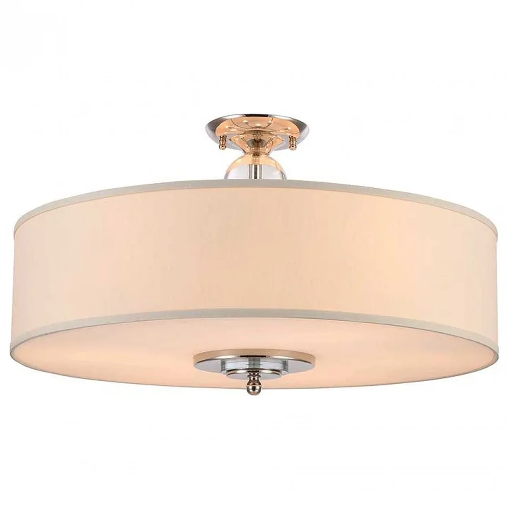 NEWPORT 31300 31309/PL, Потолочный светильник, Nickel Clear crystal Shade beige D70*H43,5 cm E27 9*60W