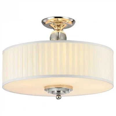 NEWPORT 31700 31705/PL, Потолочный светильник, Nickel Clear crystal Shade white plisse D50*H38 cm E27 5*60W