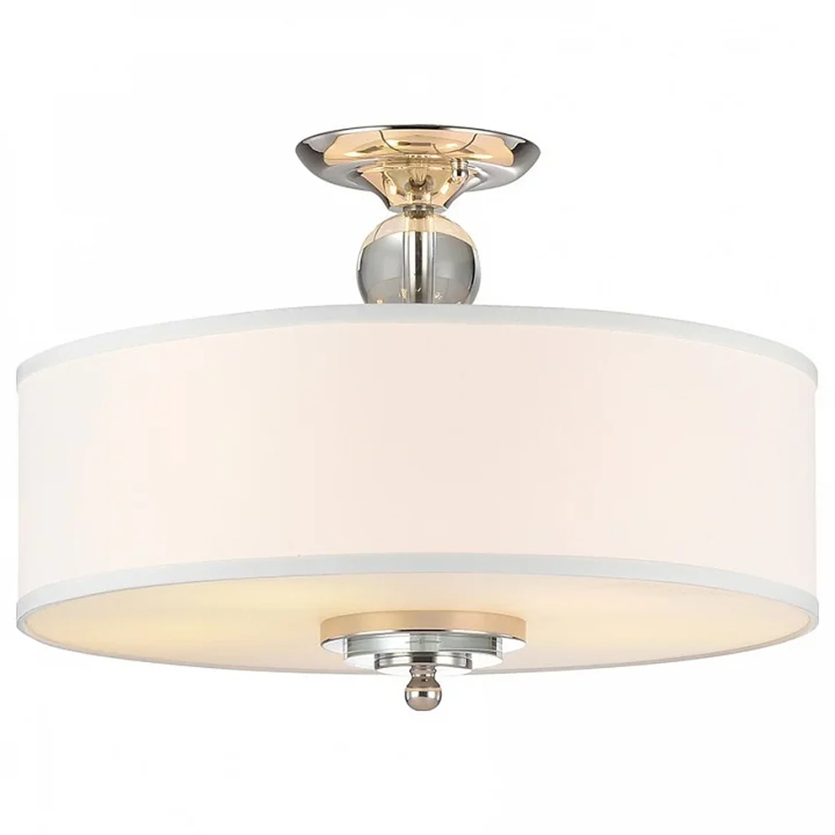 NEWPORT 31800 31805/PL, Потолочный светильник, Nickel Clear crystal Shade white D50*H38 cm E27 5*60W