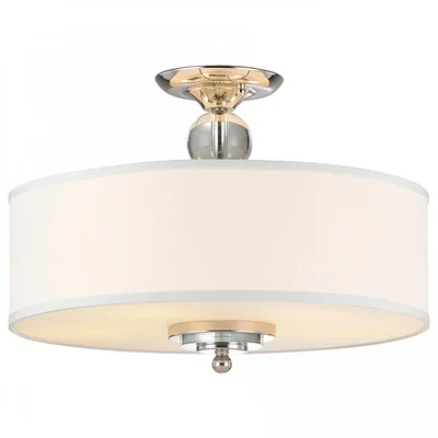 NEWPORT 31800 31805/PL, Потолочный светильник, Nickel Clear crystal Shade white D50*H38 cm E27 5*60W