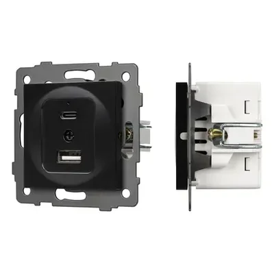 Механизм USB розетки SCT-MUAC-PL-BK-V (5V, 3A, QC4) (Arlight, -)