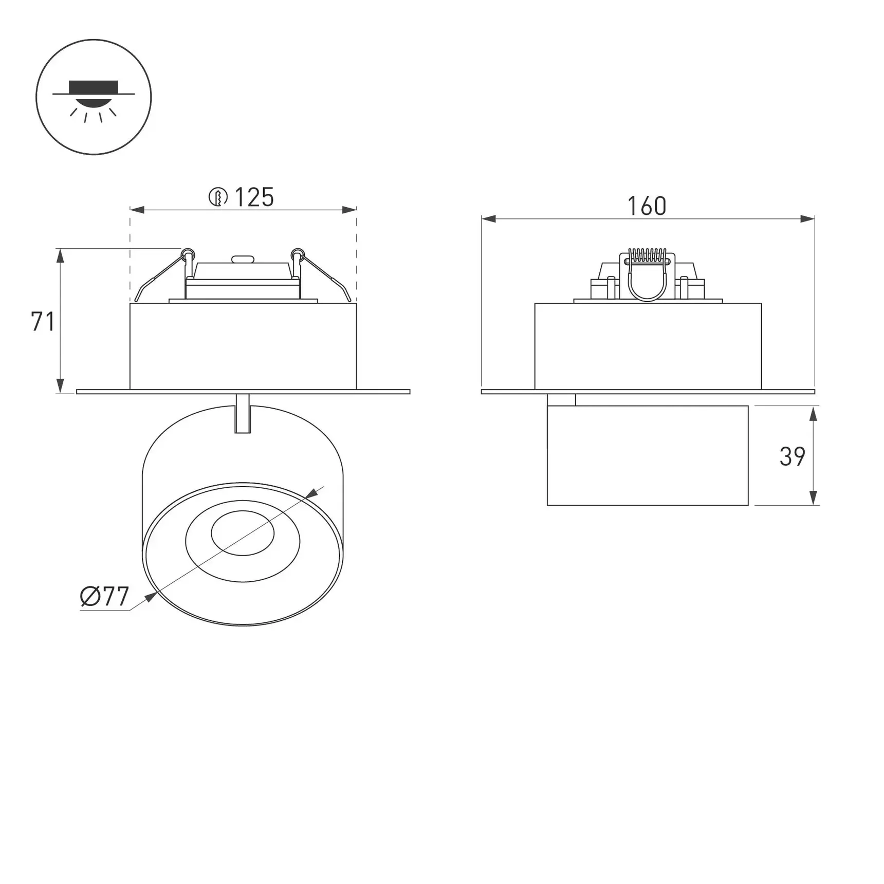 Светильник SP-PLURIO-BUILT-TRIMLESS-R160-9W Day4000 (WH-WH, 36 deg, 230V) (Arlight, IP20 Металл, 3 года)
