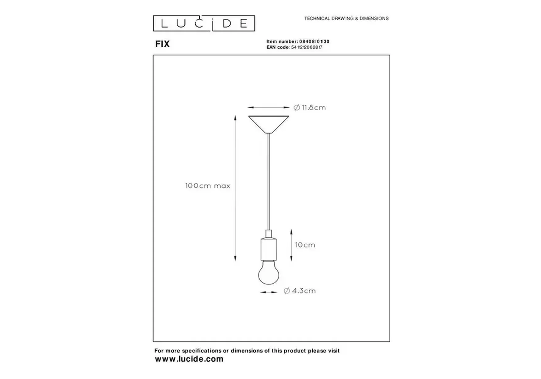 Подвесной светильник Lucide Fix 08408/01/30