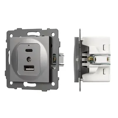 Механизм USB розетки SCT-MUAC-PL-GR-V (5V, 3A, QC4) (Arlight, -)