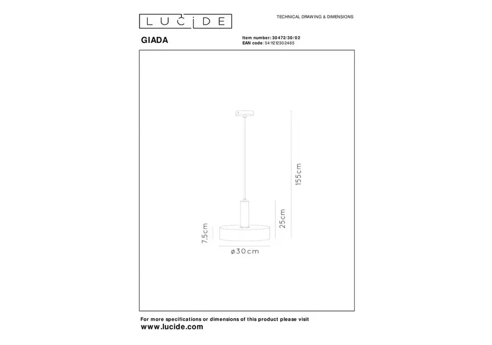 Подвесной светильник Lucide Giada 30472/30/02