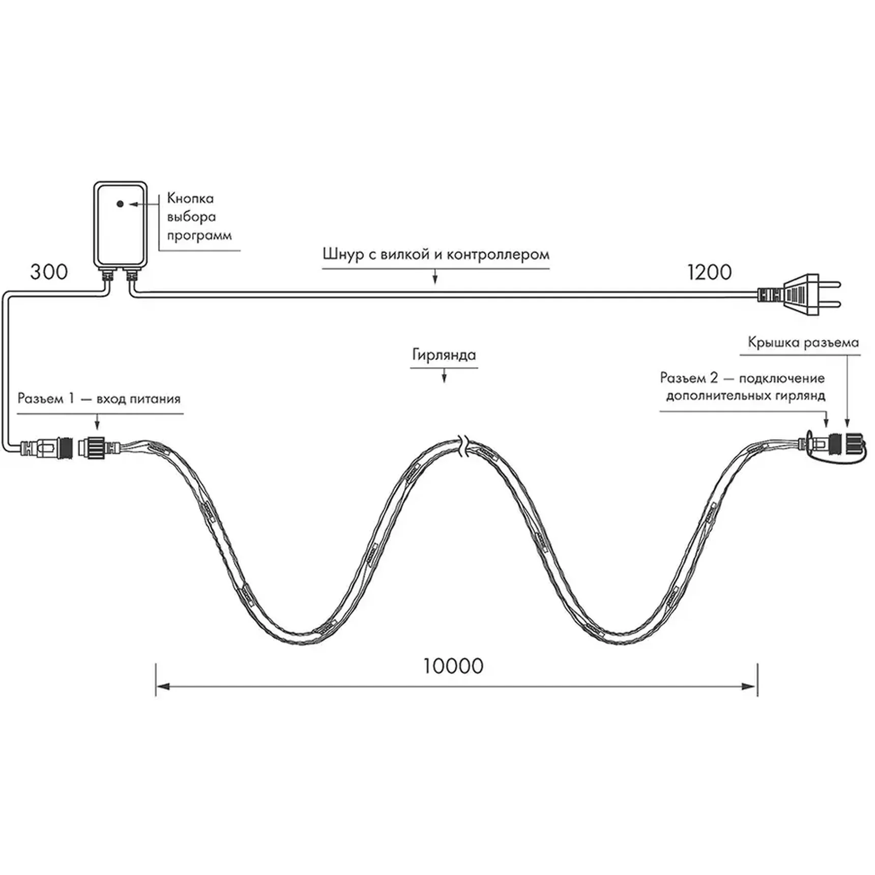Светодиодная гирлянда ARD-STRING-HOME-10000-WHITE-99LED-RUN WARM (230V, 10.5W) (Ardecoled, IP20)