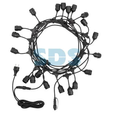 Белт-Лайт 10 м, черный каучук, шаг 50 см, 20 подвесных патронов, IP44