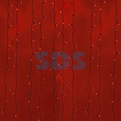 Гирлянда Светодиодный Дождь 2х3м, постоянное свечение, черный провод, 230 В, диоды КРАСНЫЕ, 760 LED