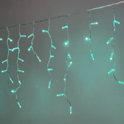 Гирлянда Бахрома с Колпачком 3,1 x 0,5 м Аква 220В, 120 LED, Провод Прозрачный ПВХ, IP65