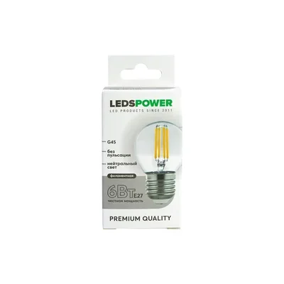 Светодиодная лампа LEDS POWER Filament G45 E27 6Вт 4000К 007120