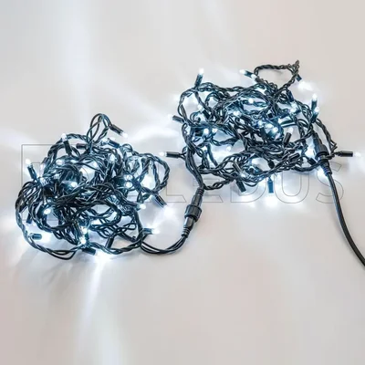 Гирлянда (Нить) ALEDUS, 220 В, 10 м, IP54, черный провод, белый, с мерцанием