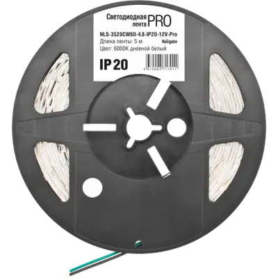 Лента светодиодная NLS-3528CW60-4,8-IP20-12V-Pro R5 4,8Вт 12В 6000К IP20 5м