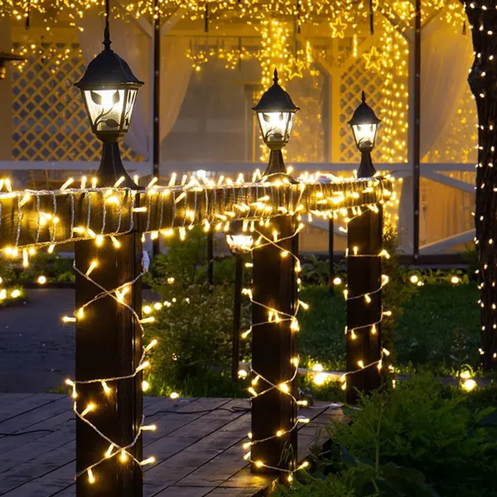 Гирлянда Нить 10м, постоянное свечение, прозрачный ПВХ, 230В, цвет Тёплый белый, 200 LED