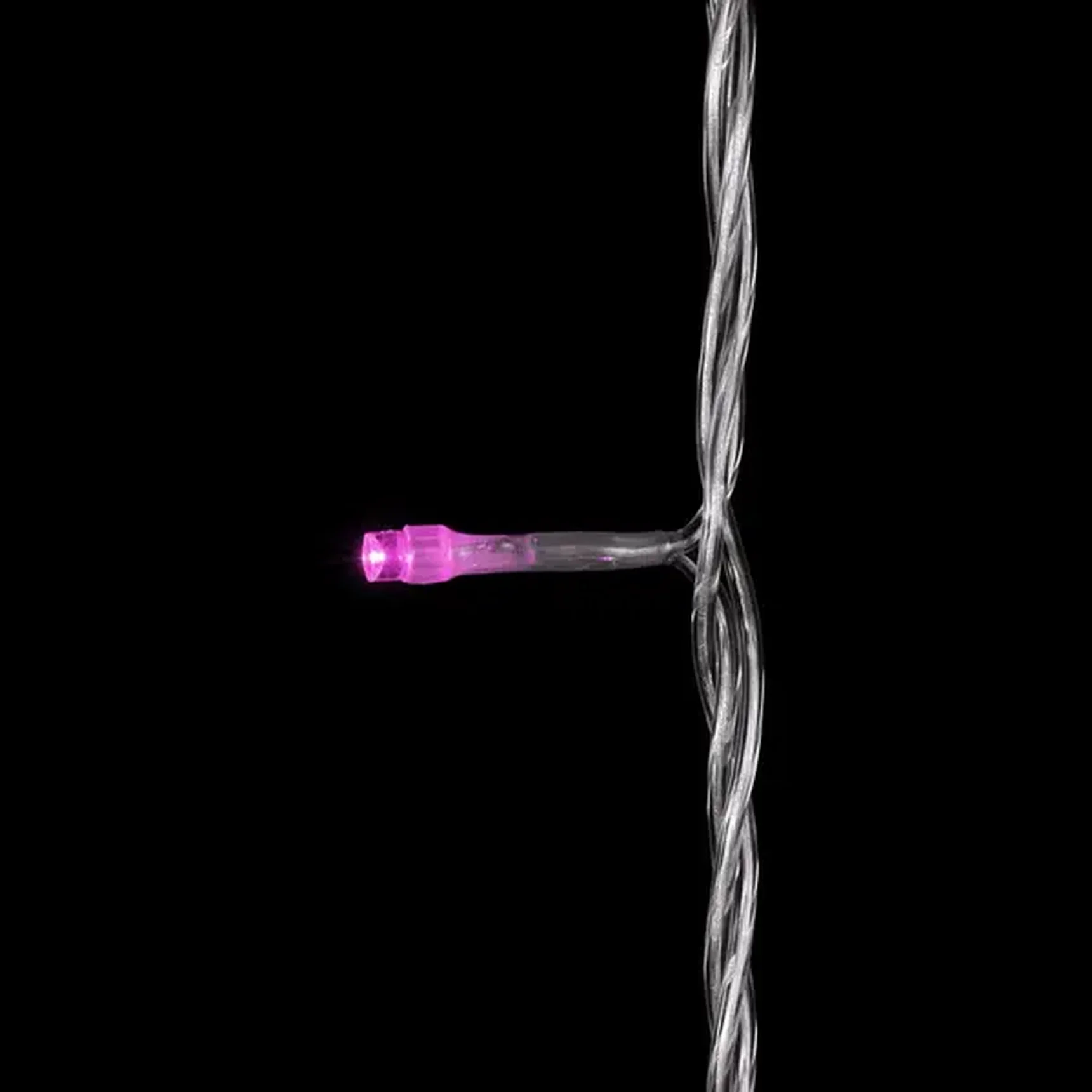 Гирлянда Нить 10м Розовая с Мерцанием Белого Диода 24В, 100 LED, Провод Прозрачный ПВХ, IP54