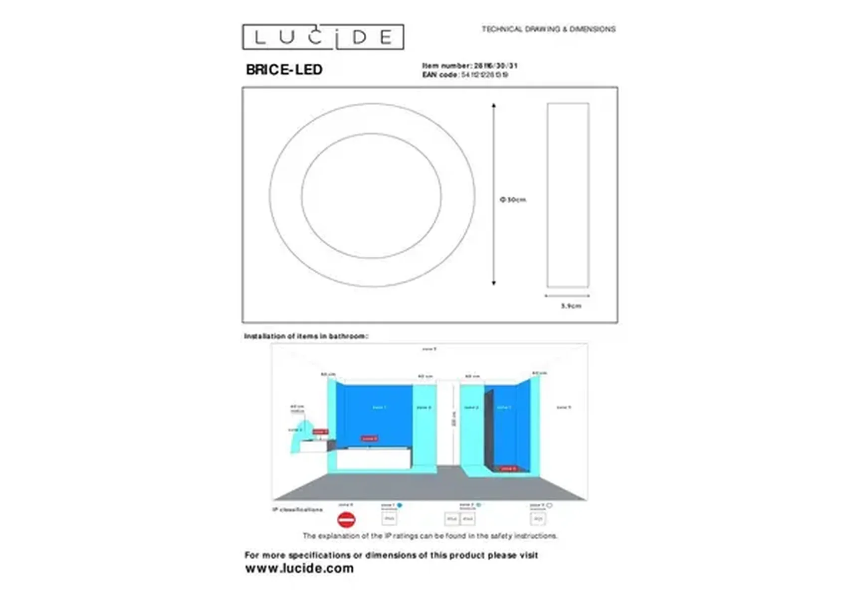 Потолочный светодиодный светильник Lucide Brice-Led 28116/30/31