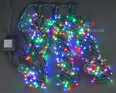 Светодиодный спайдер 600 LED, IP54, для улицы и помещения, провод зеленый, Свечение: 8 режимов, RL-T3*20N2-G/M