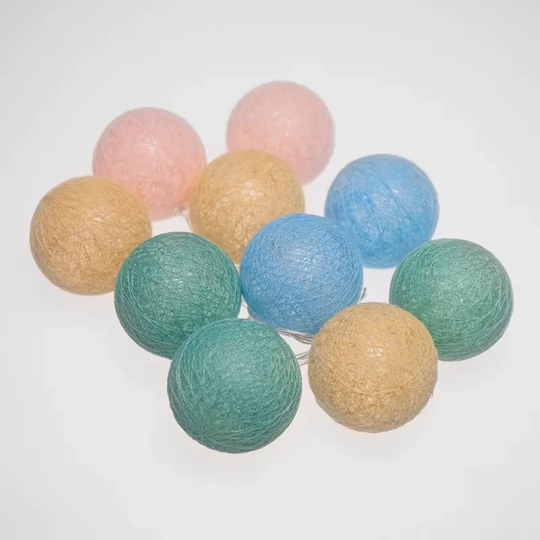 Тайские фонарики Пудра 1,5 м, прозрачный ПВХ, 10 LED, теплый белый, питание 2 х АА (батарейки не в комплекте)