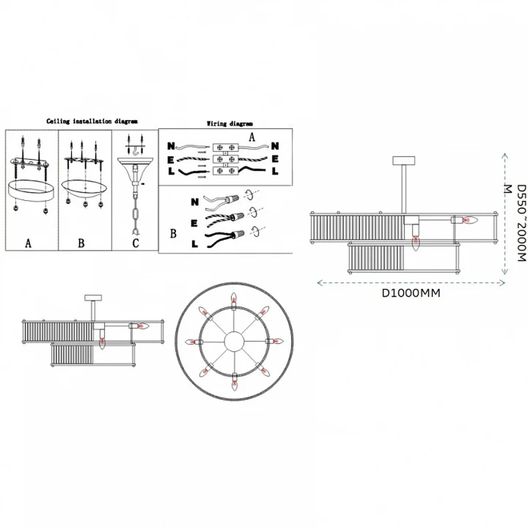 Светильник на штанге Imperiumloft RH Marais Round Chandelier 40,2668