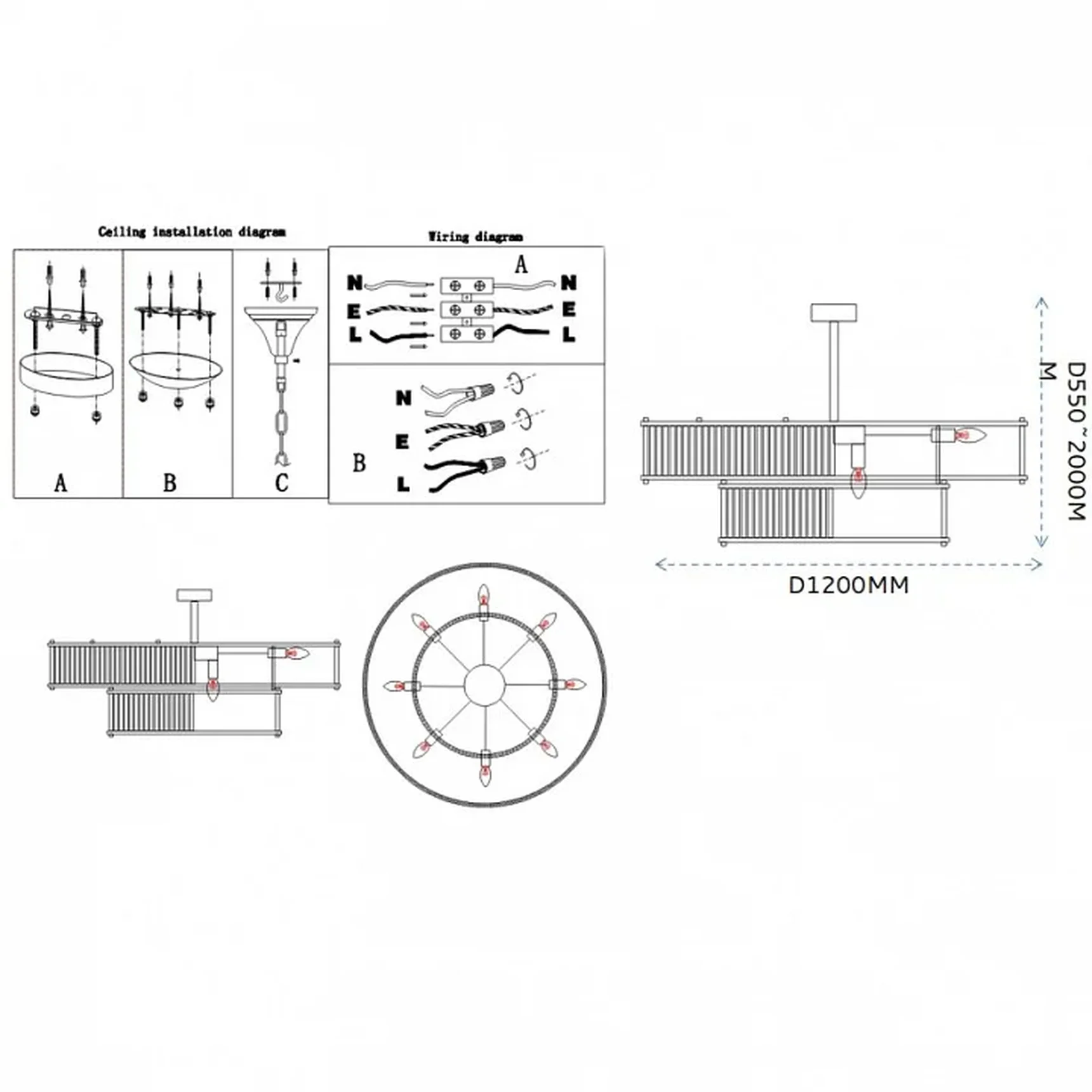 Светильник на штанге Imperiumloft RH Marais Round Chandelier 40,2668