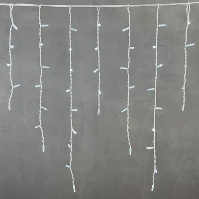 Гирлянда Бахрома 3,2 x 0,9 м Белая с Мерцанием Белого Диода 220В, 168 LED, Провод Белый Каучук, IP65