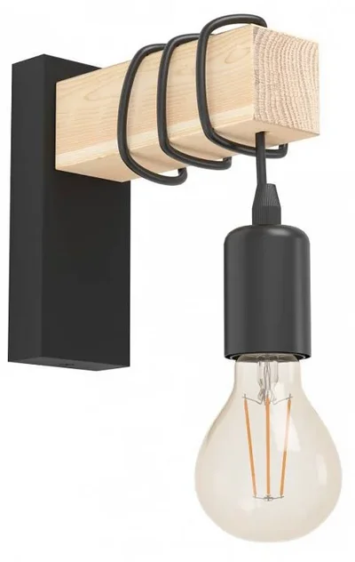 43514 Бра TOWNSHEND, 1х10W(E27-LED), L65, A190, H215, сталь, дерево, черн, коричн
