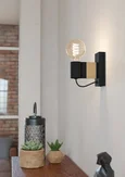 43903 Бра BAILRIGG, 1X40W (E27), H135, сталь, дерево, черный, коричневый