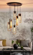 44054 Подвесной светильник LITTLETON, 6x40W(E27), ?500, H1500, сталь, дерево, черный, коричневый