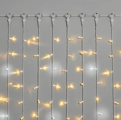 Гирлянда Занавес INOXHUB 2х3м, мерцающий, 600 LED, 220В, IP65, белая резина 2.3мм, ТЁПЛЫЙ БЕЛЫЙ