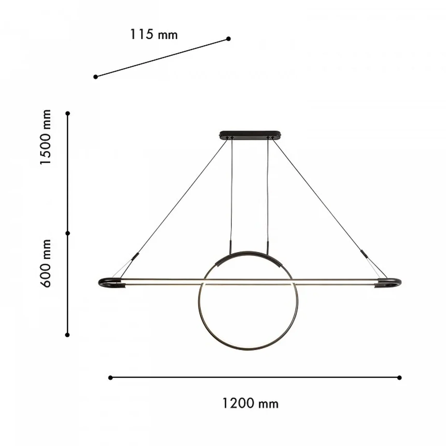4587-12P, подвесная люстра, L1200xW115xH500/1500, LEDx60W, 4800LM, 4000K