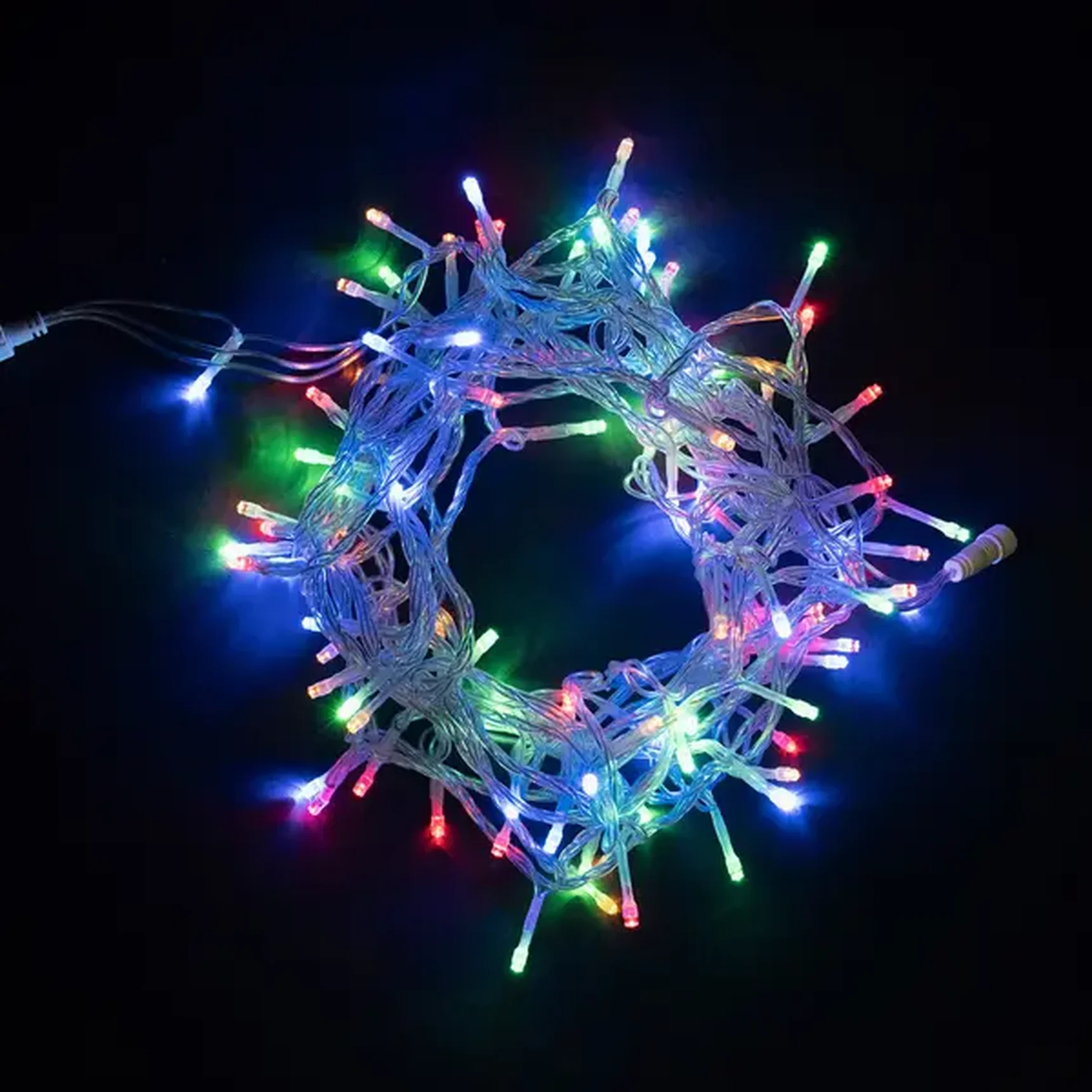 Светодиодная нить 10м, 24V, прозр. пр. мульти (мерцание БЕЛЫЙ ДИОД),