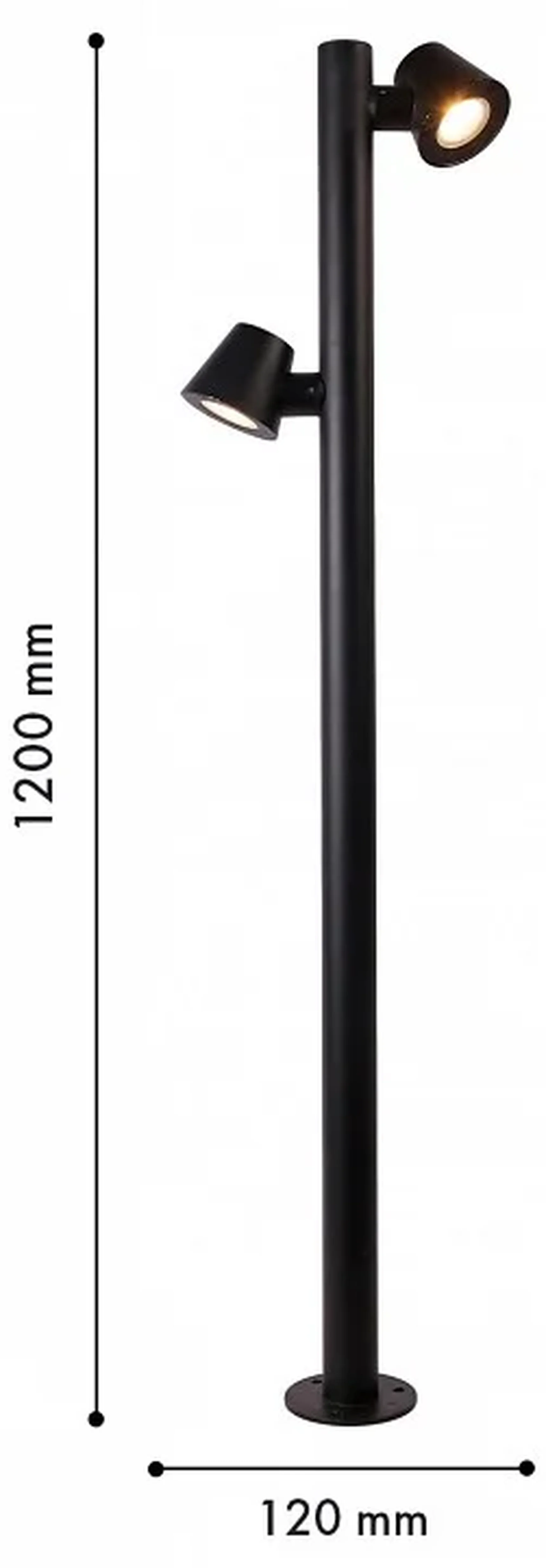 4744-2F, уличный светильник, L350xW50xH1200, 2xLEDx10W, 196LM, 3000K, IP54