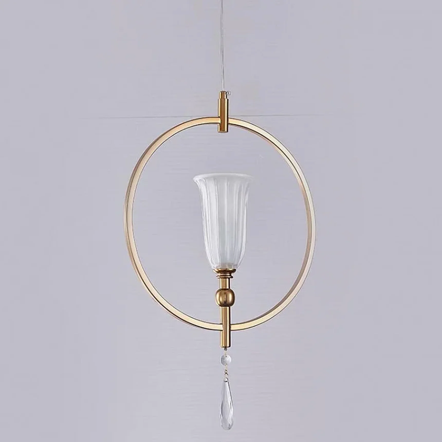 NEWPORT 4800 4801/S, Подвесной светильник, French gold Clear crystal Matt white glass D32*H38 cm E14 1*60W