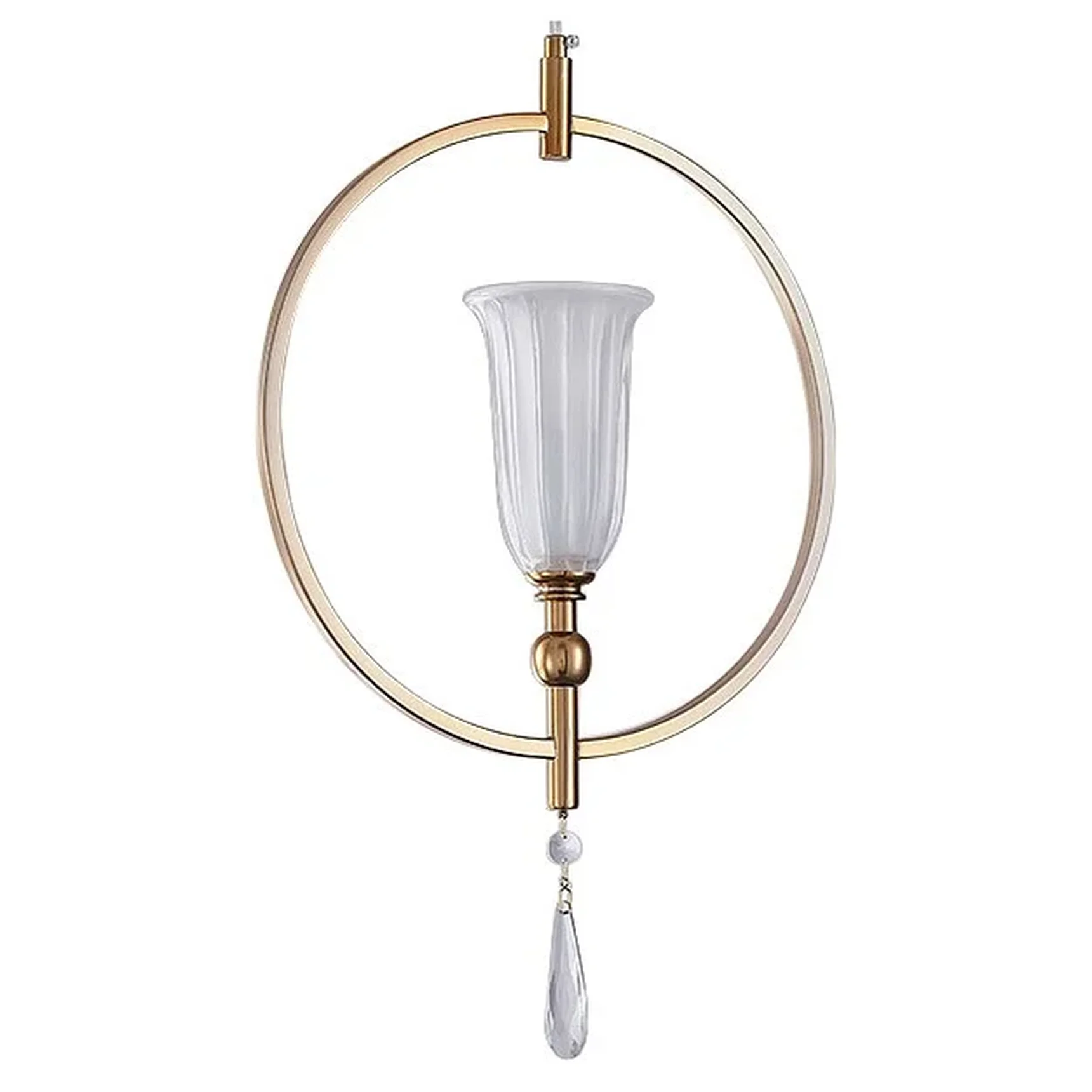 NEWPORT 4800 4801/S, Подвесной светильник, French gold Clear crystal Matt white glass D32*H38 cm E14 1*60W