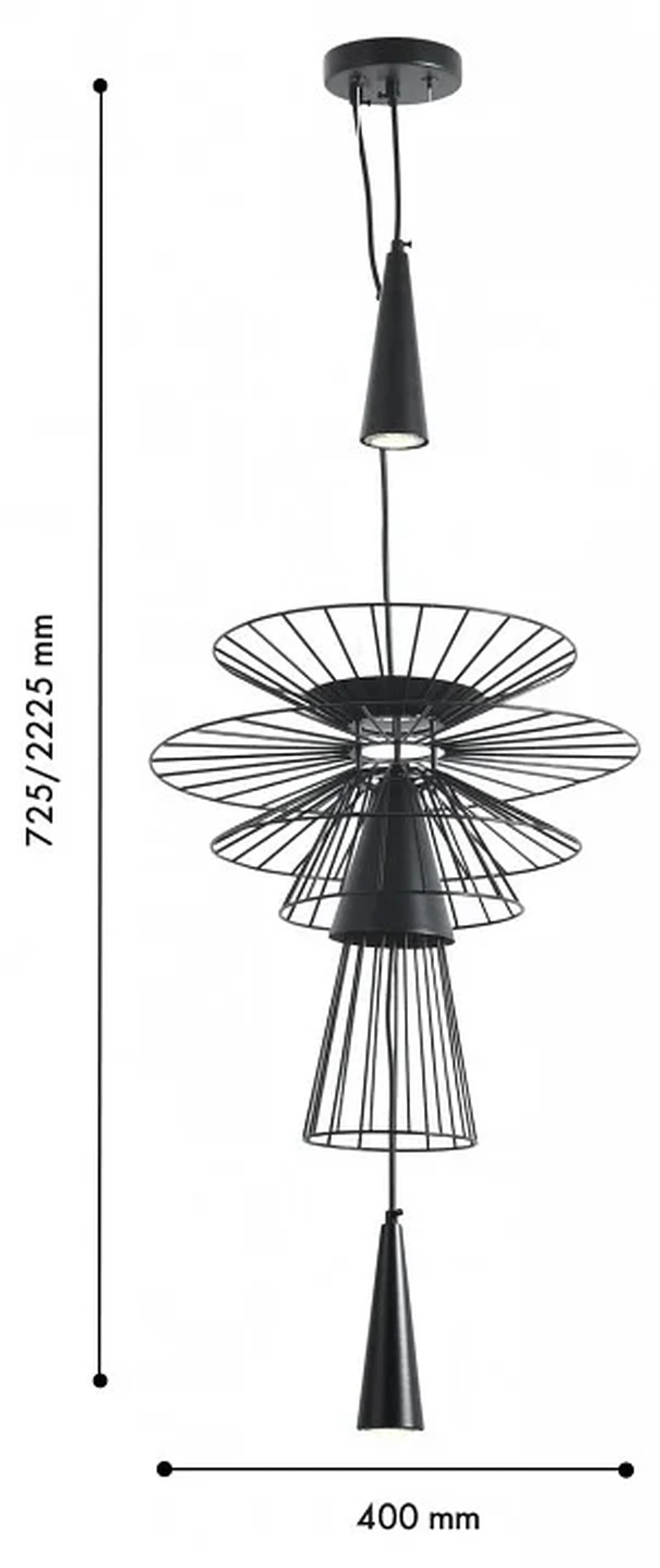 4838-2P, Подвесной светильник, D400xH725/2225, 2xGU10x10W, excluded