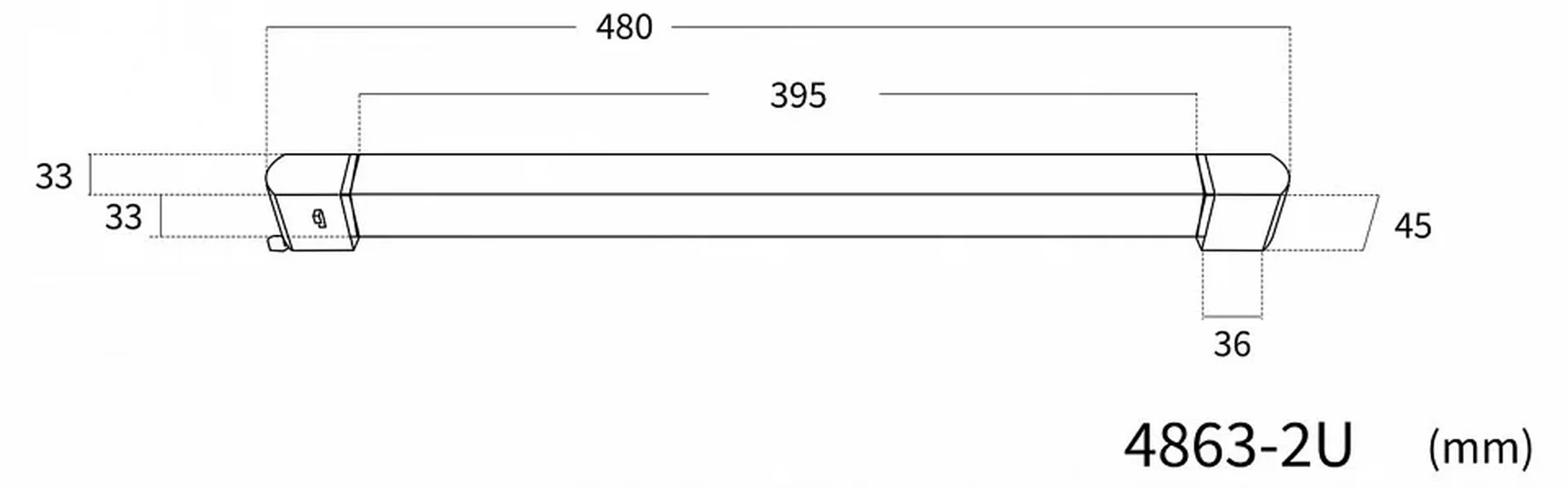 4863-2U, трековый светильник, L480xW33xH45, LEDx30W, 220V, 2100LM, 3000-6000K