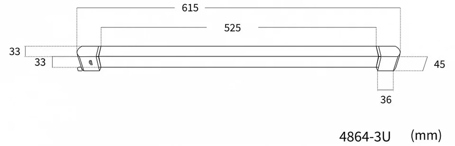 4864-3U, трековый светильник, L615xW33xH45, LEDx40W, 220V, 3000LM, 3000-6000K