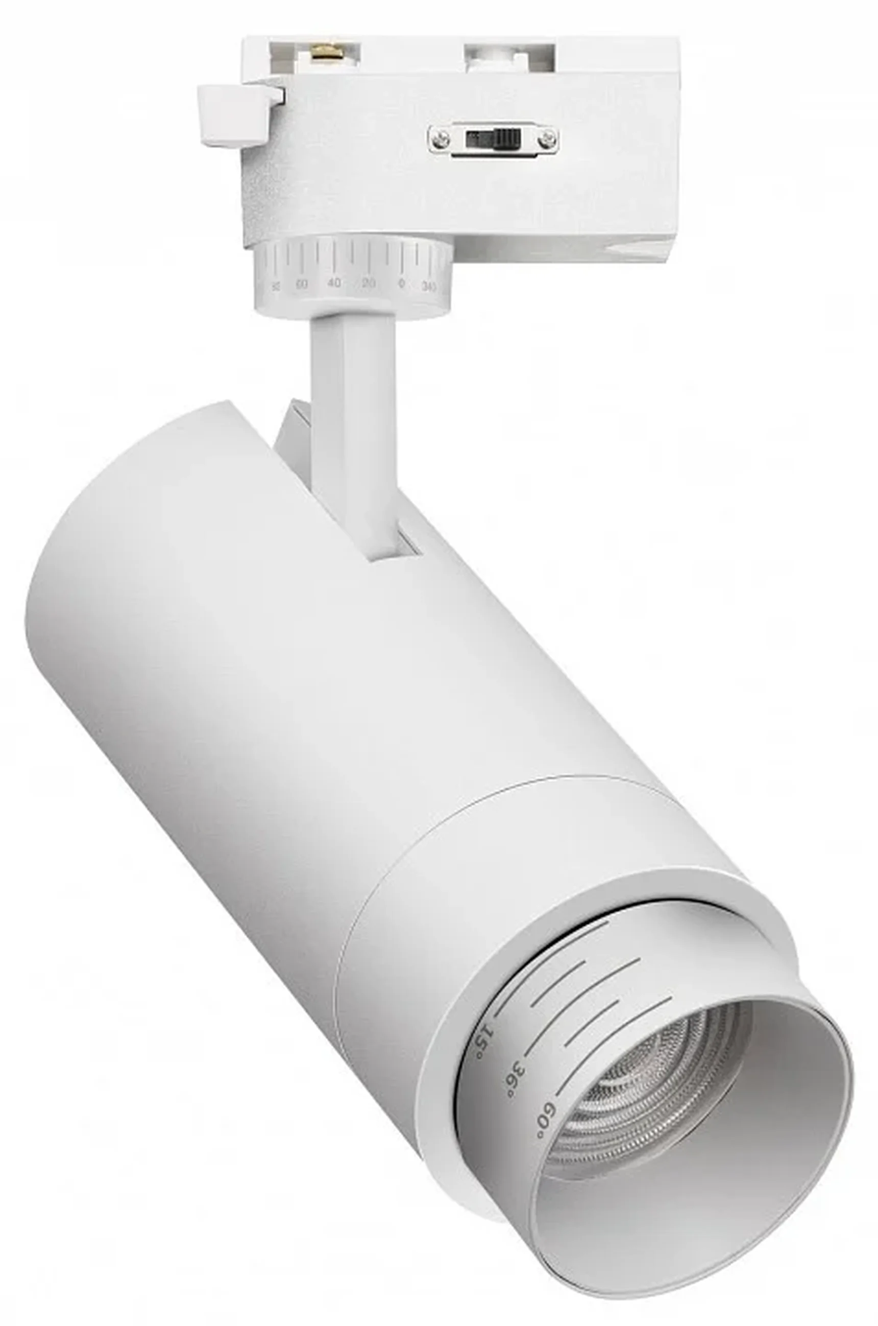 4868-1U, трековый светильник, D75xW162xH210, LEDx10/20/30W, 220V, 1004/1768/2312LM, 3000-6000K, zoom: 15-60°