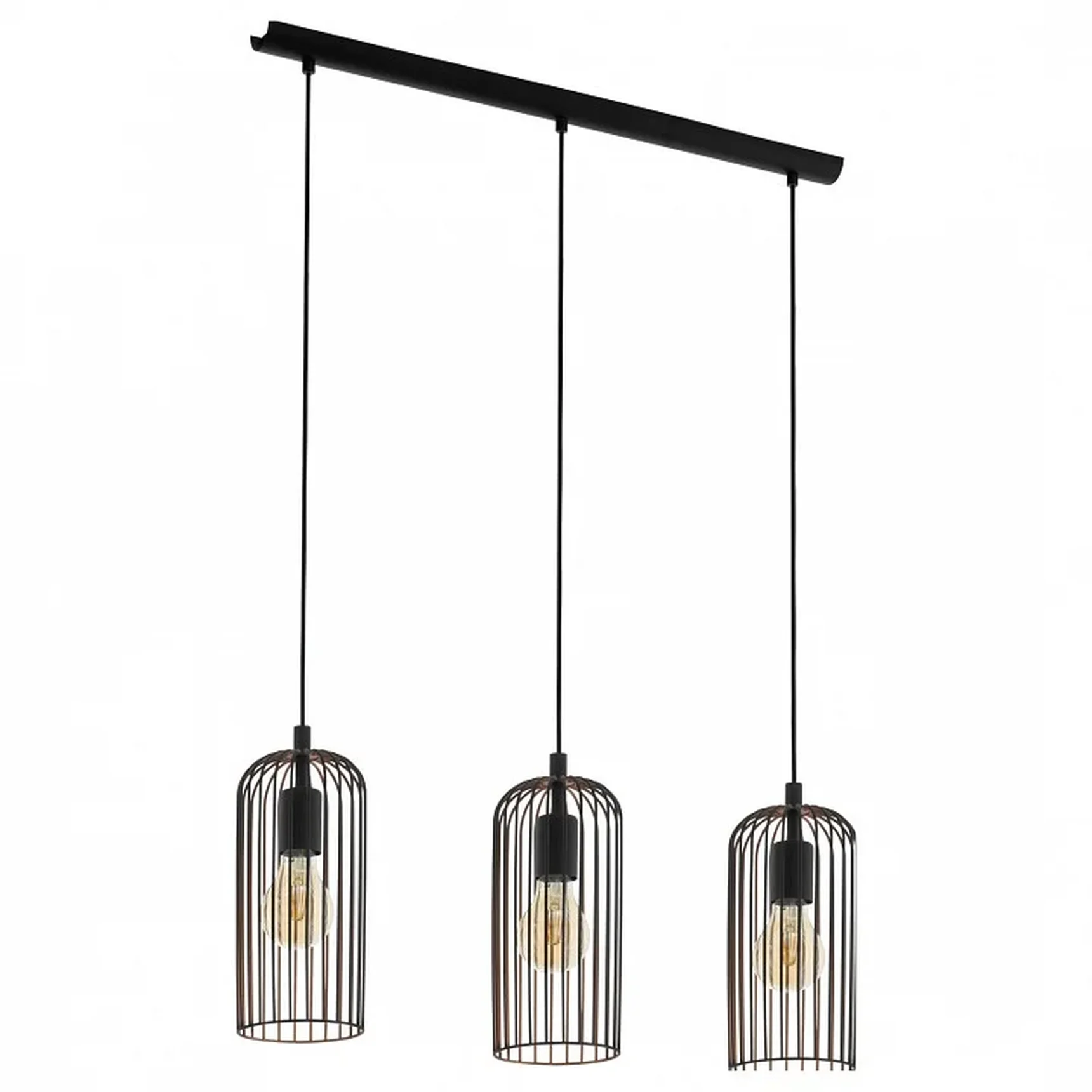Подвесной светильник ROCCAMENA, 3х60W (E27), L730, B130, H1100, сталь, черный, медь